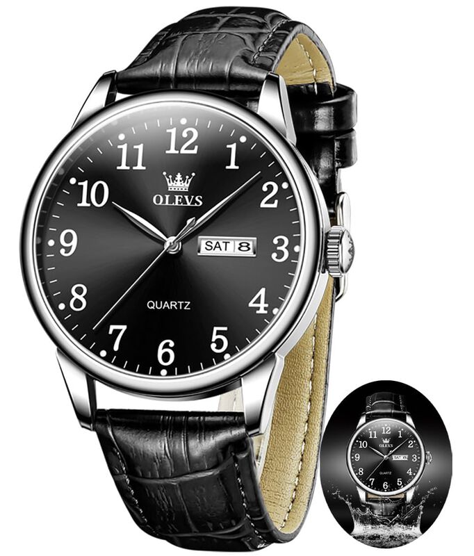 Reloj Olevs Con Correa De Piel Negra Para Hombr... image number null
