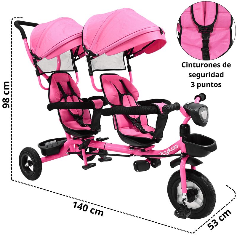 Triciclo Doble para Ni&ntilde;os Asiento Giratorio Gem... image number null