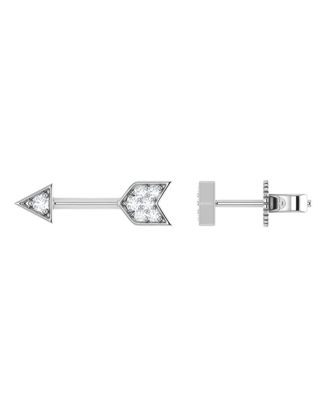 Broqueles Flechitas De Oro Blanco 14k Con 15pts... image number null