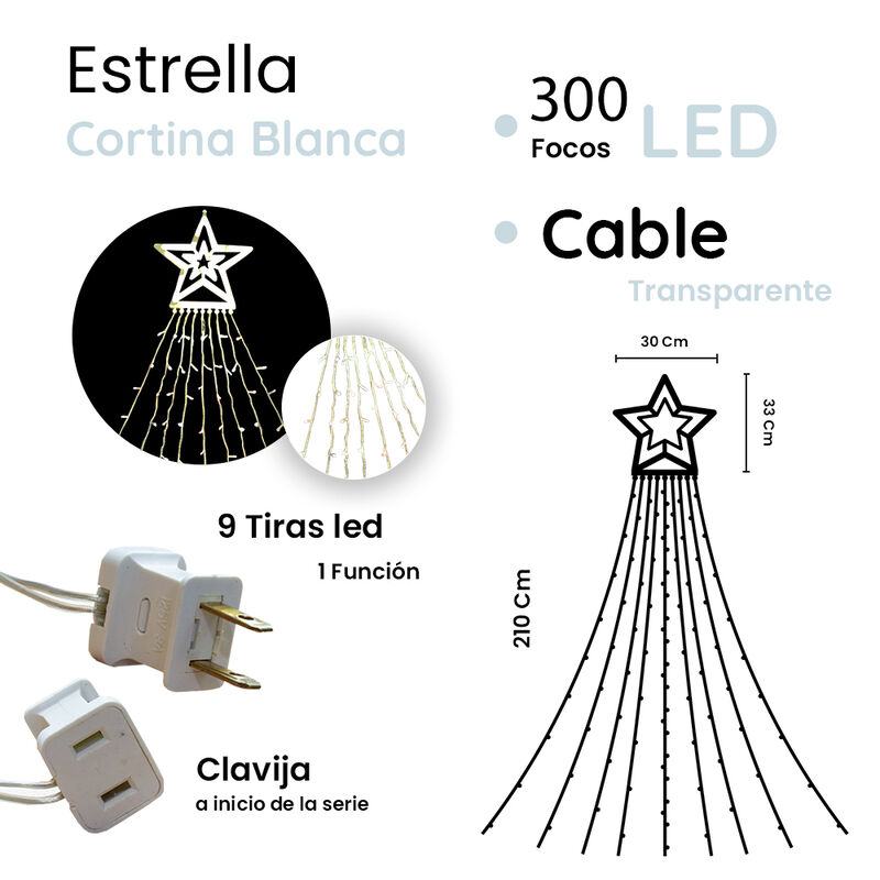 Estrella Con Cortina De Serie 300 Led Luz Blanc... image number null