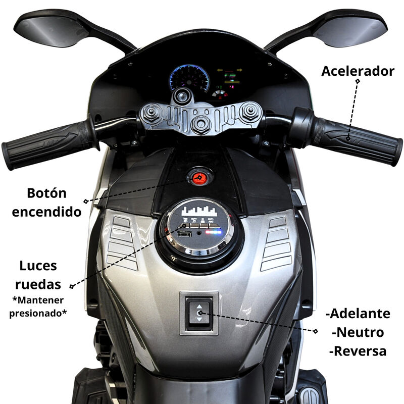 Moto Montable El&eacute;ctrica para Ni&ntilde;os Luces Led So... image number null