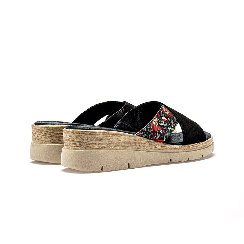 Mora Tierra sandalia cu&ntilde;a para mujer negro mult... image number null