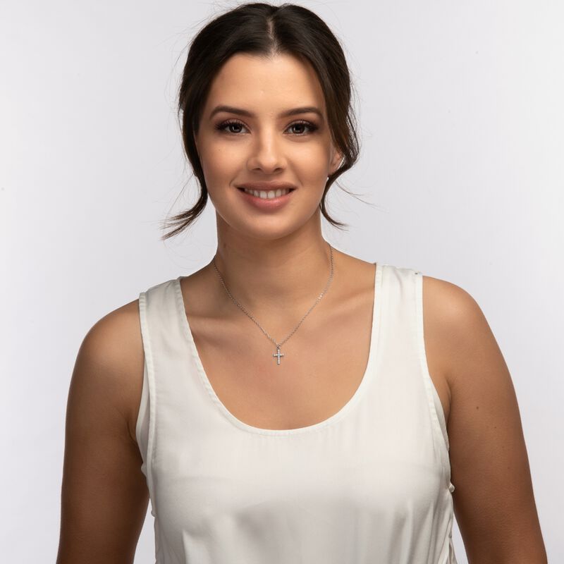 Collares Mujer Acero Inoxidable Cruz Zirconia C... image number null