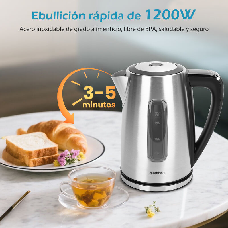 Aigostar Tetera El&eacute;ctrica De Acero Inoxidable 1... image number null