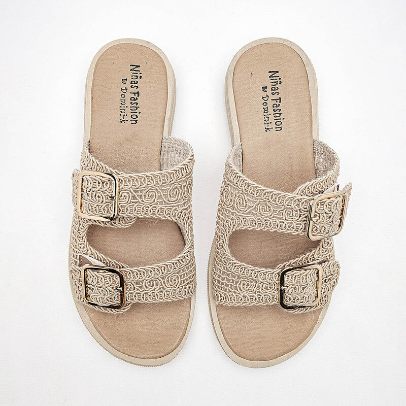 Ni&ntilde;as Fashion sandalia piso para mujer beige co... image number null