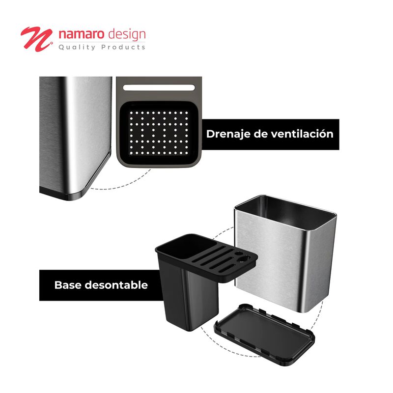 Porta Cubiertos Rectangular hecho de Acero Inox... image number null