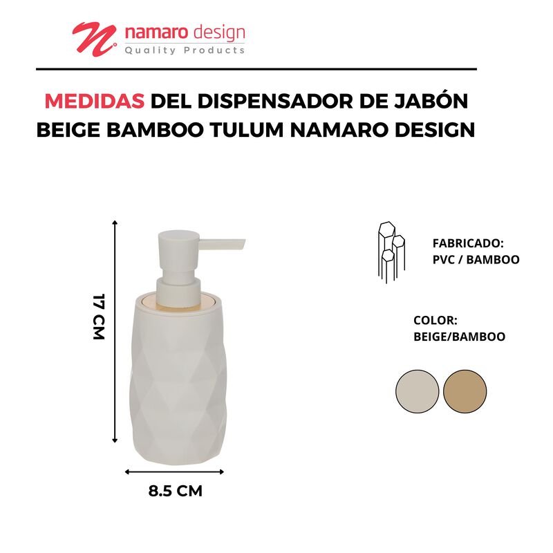 Dispensador De Jab&oacute;n Beige bamboo Tulum Namaro ... image number null
