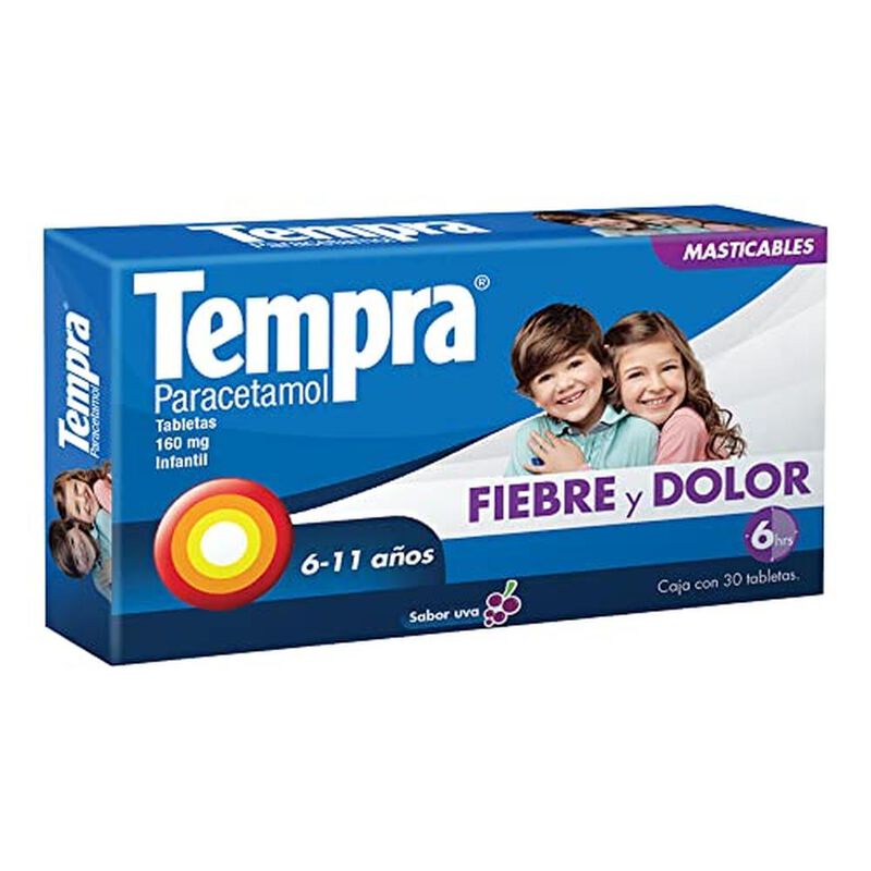Tempra Tableta Masticable 160mg Fiebre y Dolor ... image number null