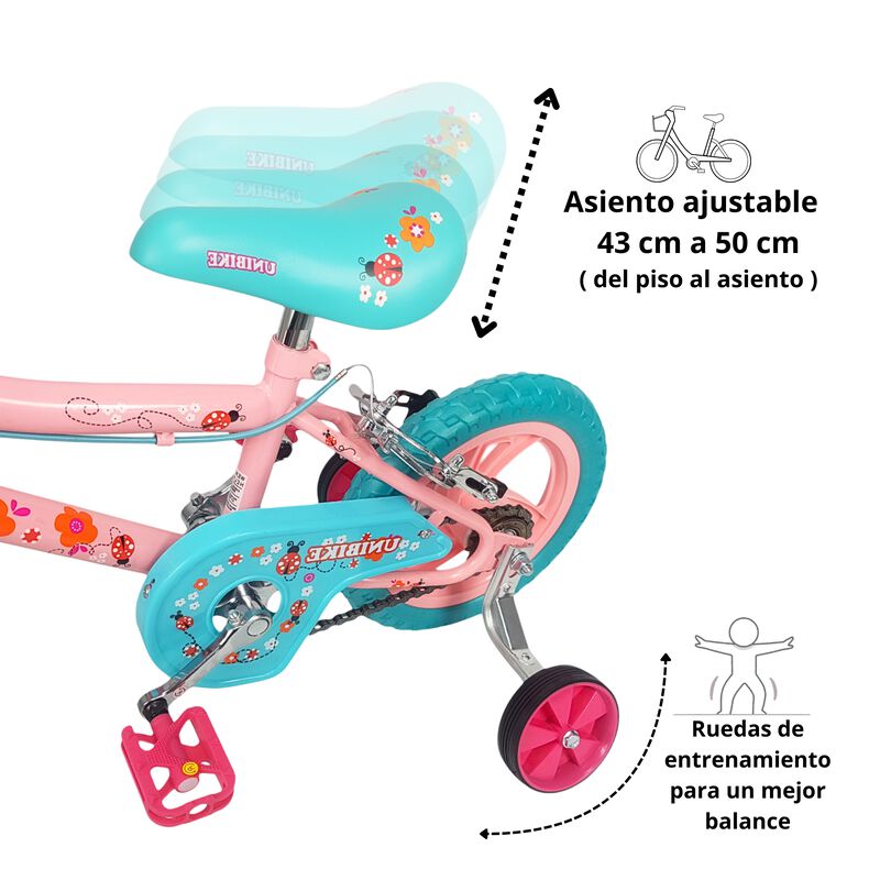 Bicicleta Infantil Ni&ntilde;as R12 Ruedas Auxiliares ... image number null