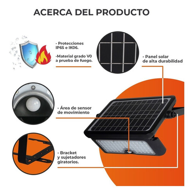 L&aacute;mpara Solar Led 10 W Luz Fria Bater&iacute;a Integra... image number null