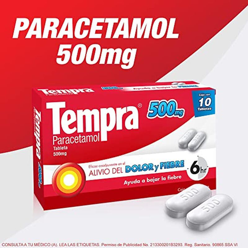 Tempra 500mg Paracetamol, Dolor Y Fiebre, Caja ... image number null