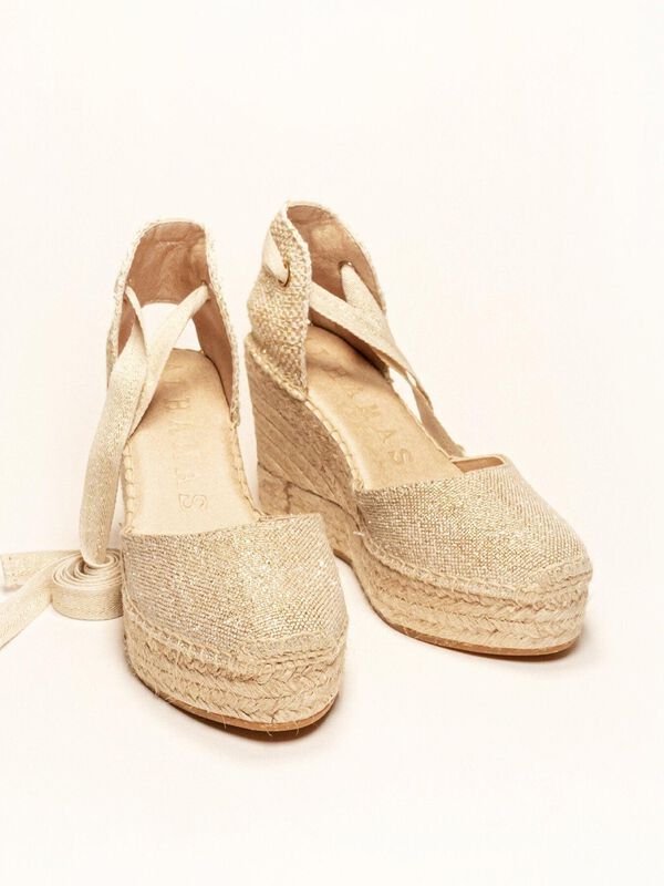 Alpargata de Cu&ntilde;a Alta Cala en Lino Metalizado ... image number null