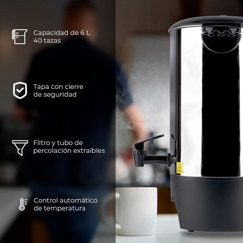 Cafetera el&eacute;ctrica urna DAEWOO 6L 40 tazas acer... image number null