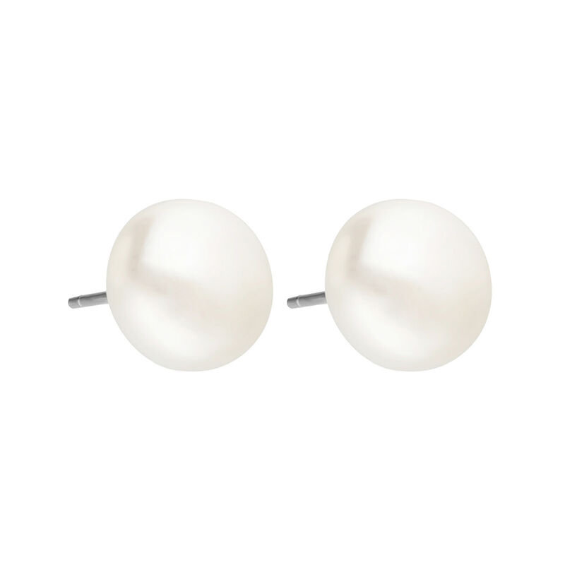 Aretes Perla Grande Cultivada con Postes de Pla... image number null