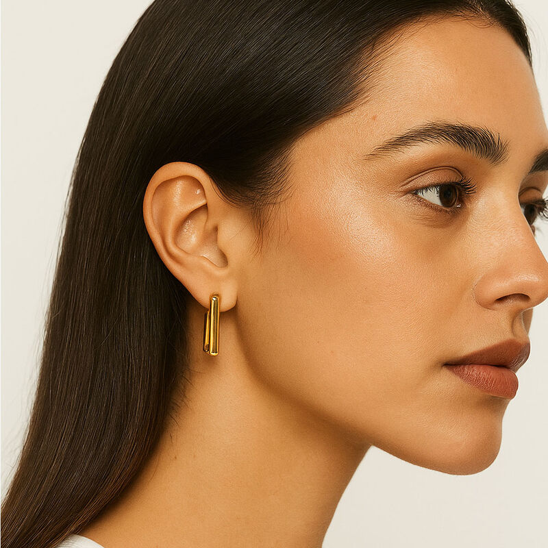 Aretes cuadrados dorado y plateado image number null