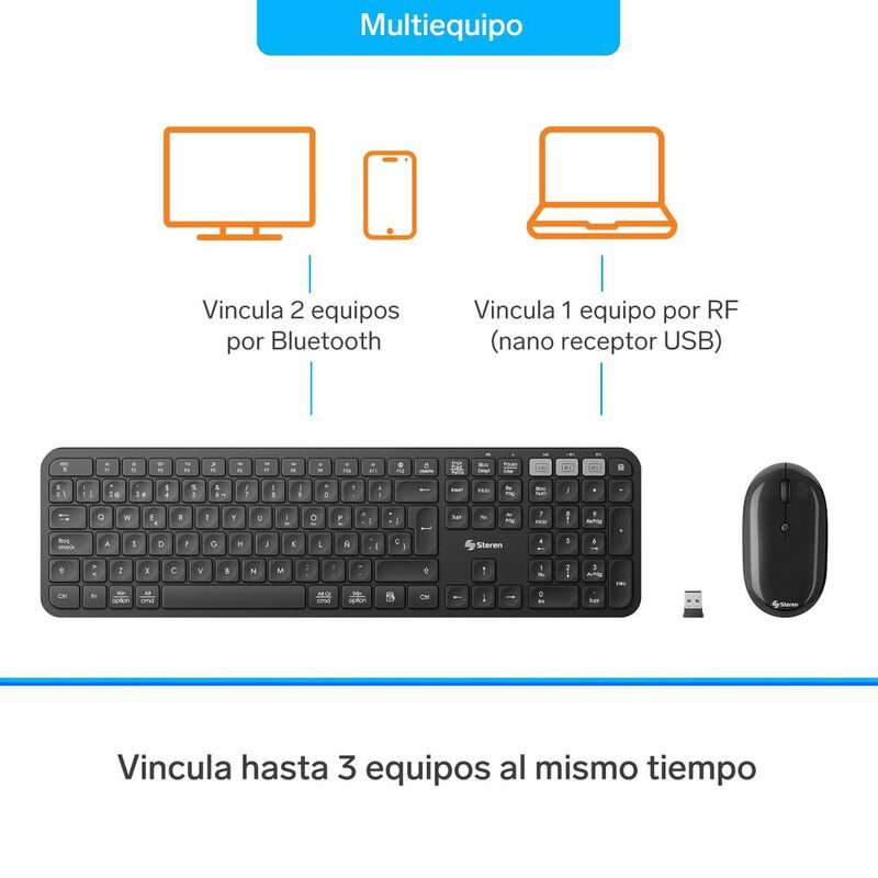 Teclado y mouse Bluetooth* - RF multiequipo image number null