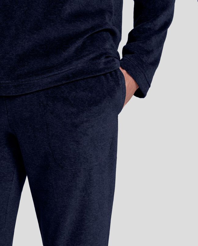 Pijama de Terciopelo Liso Azul Marino image number null