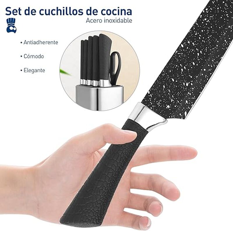 Set de Cuchillos de Acero Inoxidable con Bloque... image number null
