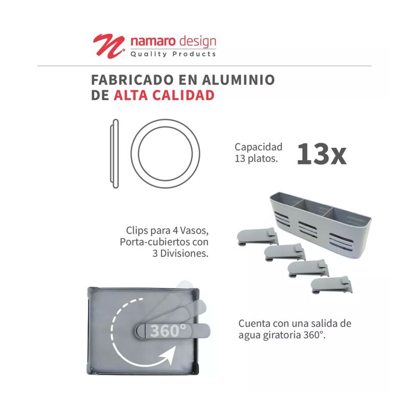 Escurridor De Cocina De Aluminio Oslo Namaro De... image number null