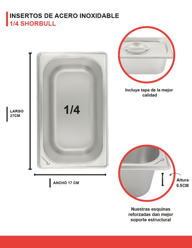 Inserto acero inoxidable cuarto 1/4 6.5 Shorbul... image number null