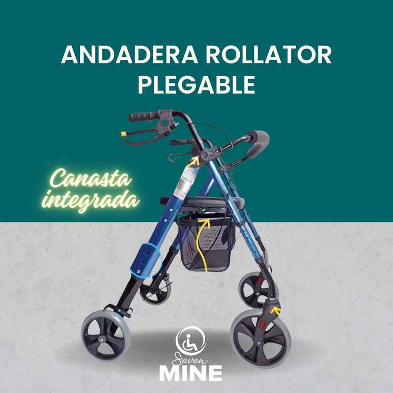 Andadera Rollator Sc-777 Azul Plegable Y Ajusta... image number null