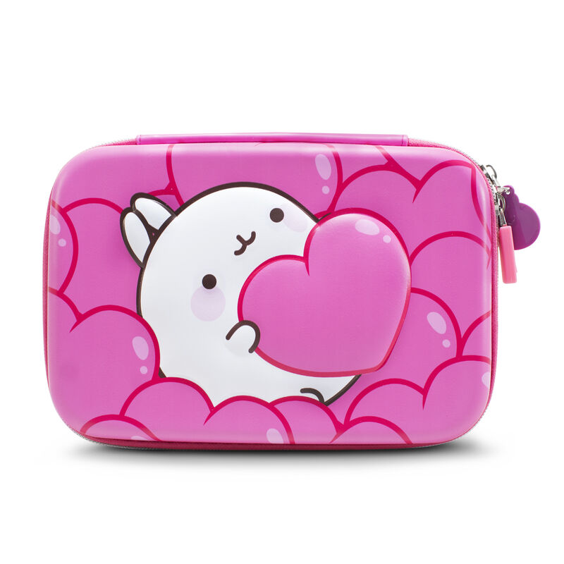 Estuche Escolar R&iacute;gido Molang Rosa con Corazone... image number null