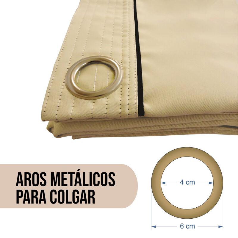 Cortinas Black Out Lisa Beige Con Argollas  2.2... image number null