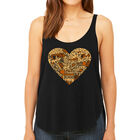 Tank Top Holgado Premium Word Art Para Mujer - Coraz&oacute;n de Acci&oacute;n de Gracias- Negro