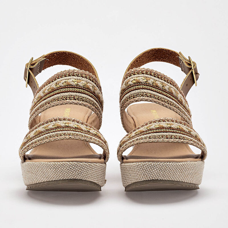 Moramora sandalia cu&ntilde;a para mujer camel beige o... image number null