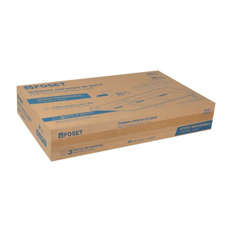 Campana Extractora 80 Cm de Pared Acero Inoxida... image number null