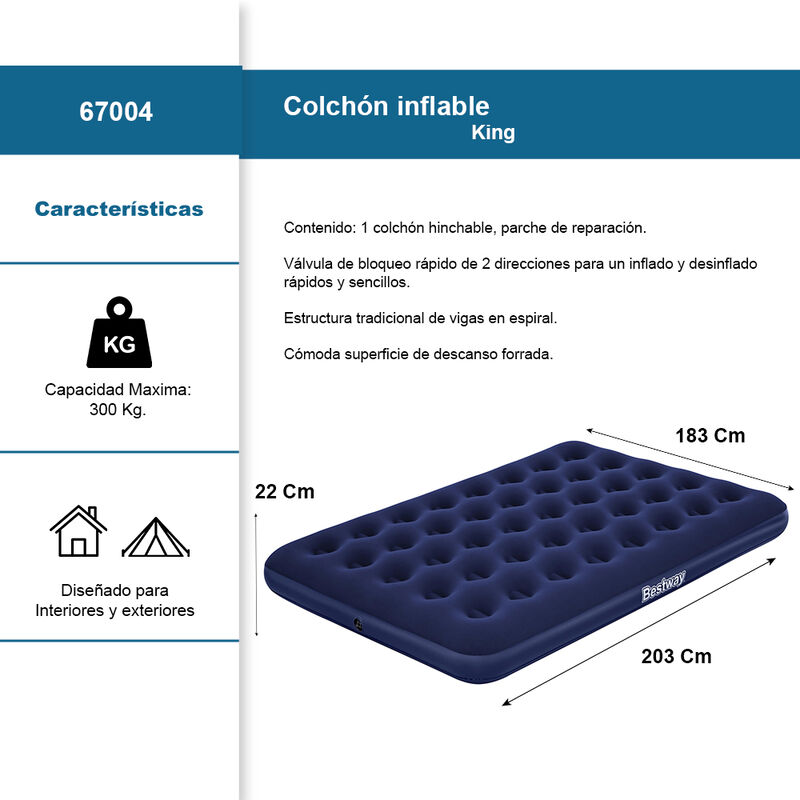 Colch&oacute;n Inflable King Camping Tritech Azul Best... image number null