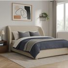 Cama Matrimonial Nicky Gris, Tapizado Edimburgo Textura Suave