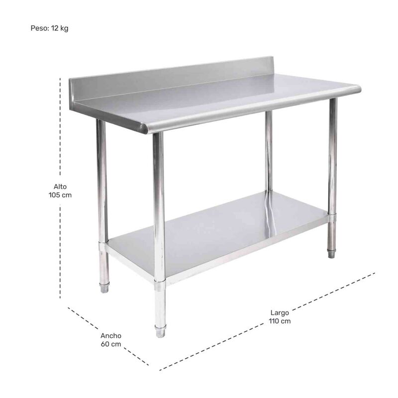 Mesa Isla Trabajo Acero Inoxidable Pasteur 110x... image number null