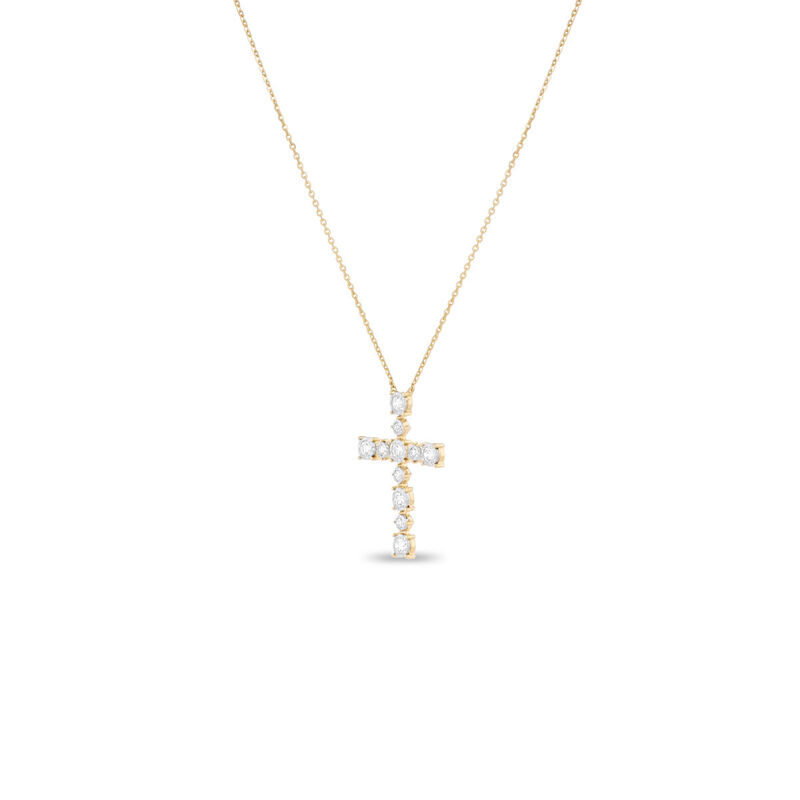 Gargantilla Cruz Oro 14k Con 34pts De Diamante ... image number null
