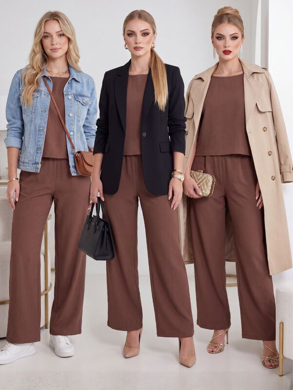 Conjunto 2 Piezas Blusa Sin Mangas Y Pantal&oacute;n P... image number null