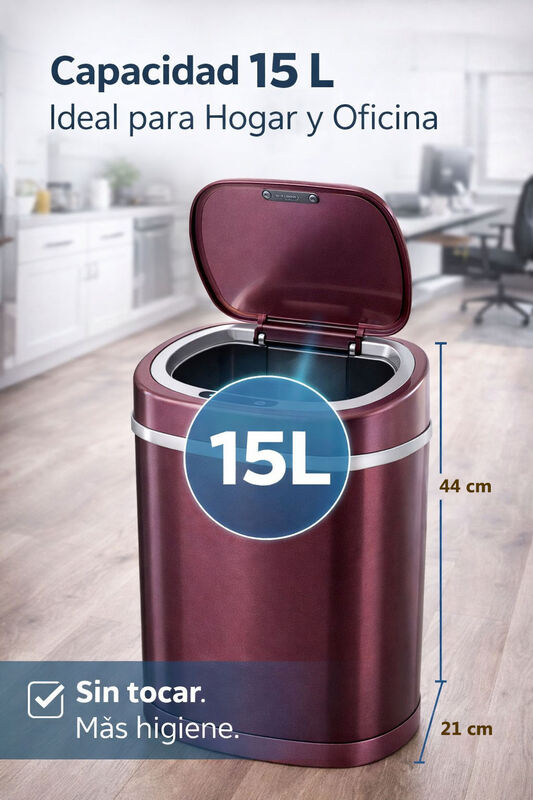 Bote De Basura Autom&aacute;tico Touchless 15l Vino Co... image number null