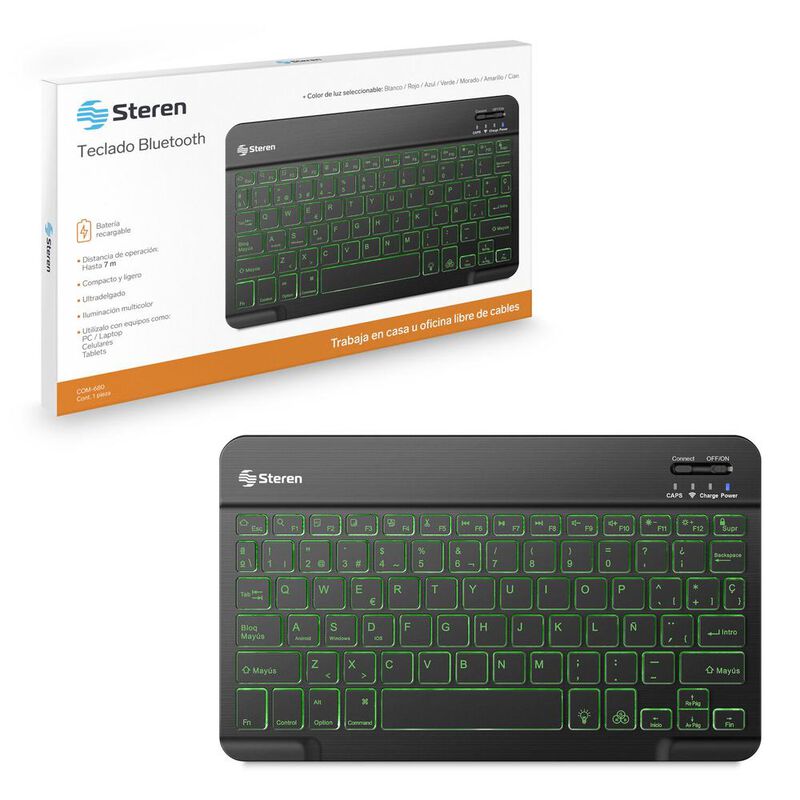 Teclado Bluetooth recargable iluminación compac... image number null
