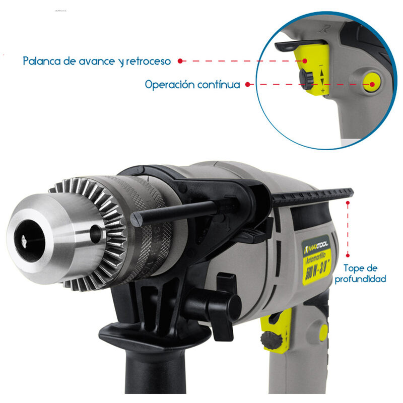 Taladro Rotomartillo Maxtool 500W de 3/8 pulg image number null