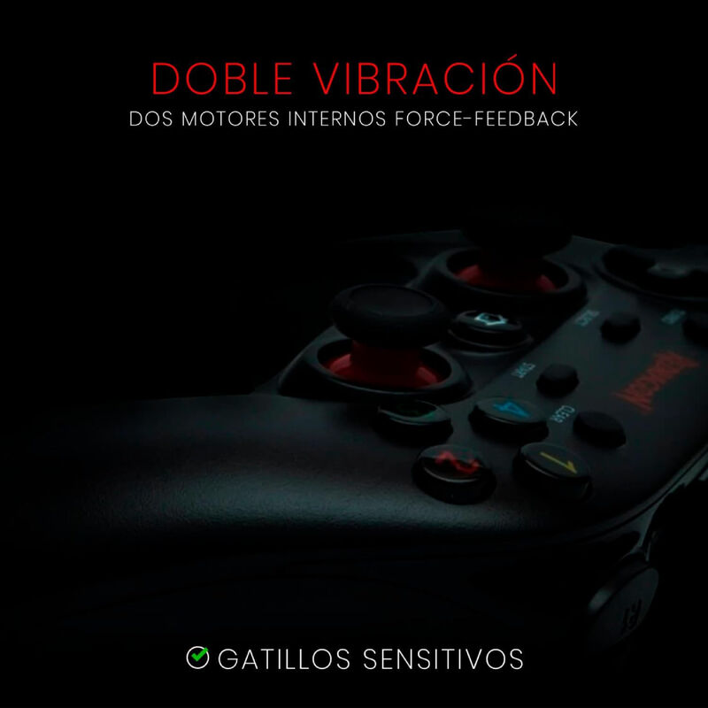 Control Gamer Redragon Alámbrico Negro con Vibr... image number null