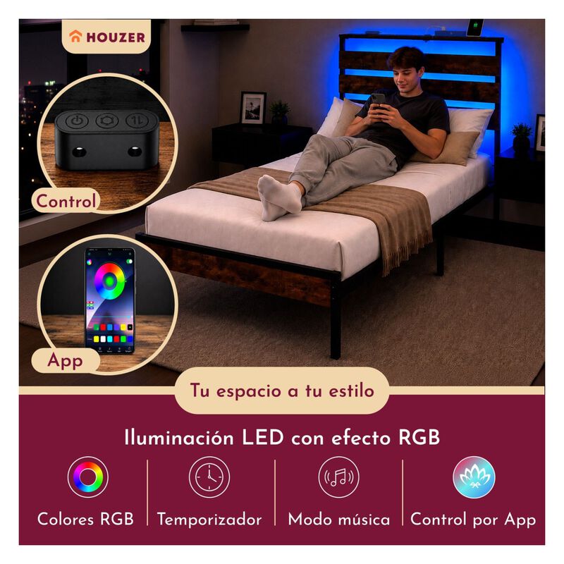 Base Cama Individual Reforzada 300kg Moderna Lu... image number null