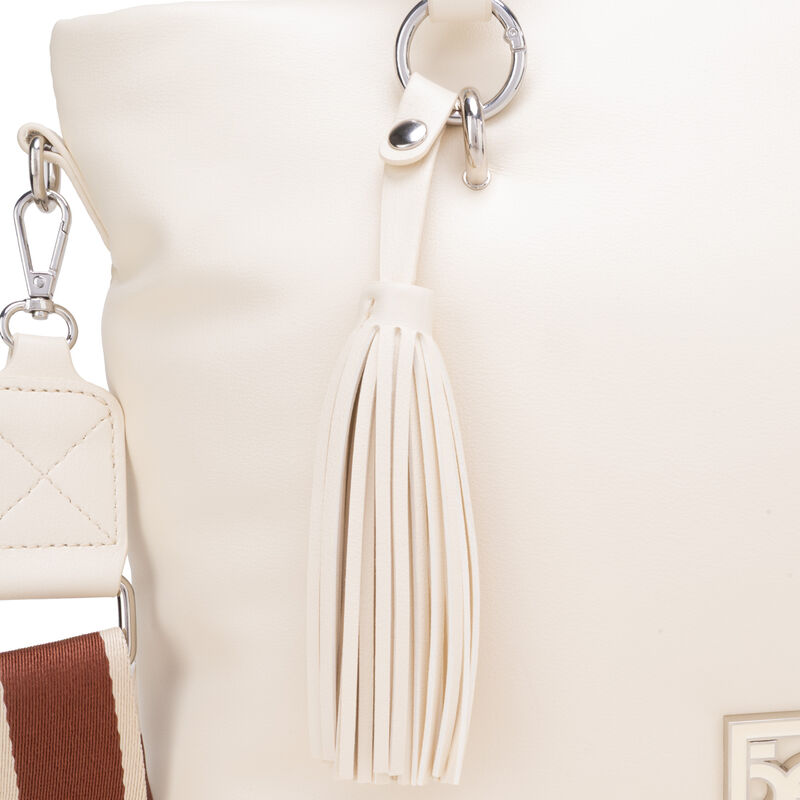 Bolsa Tote Grande Con Tassel Color Beige image number null
