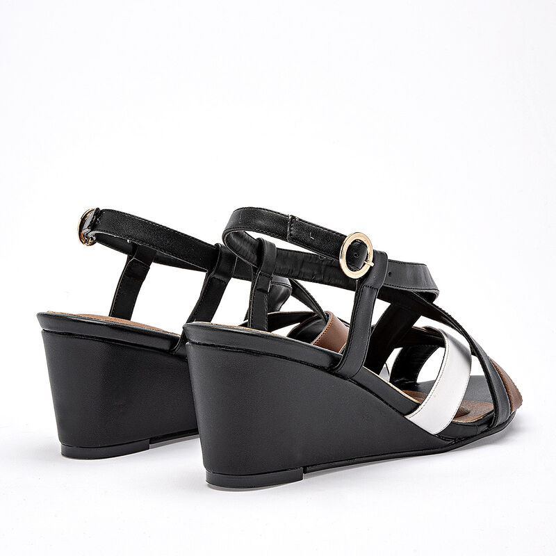 D'Cristian sandalia cu&ntilde;a para mujer negro blanc... image number null