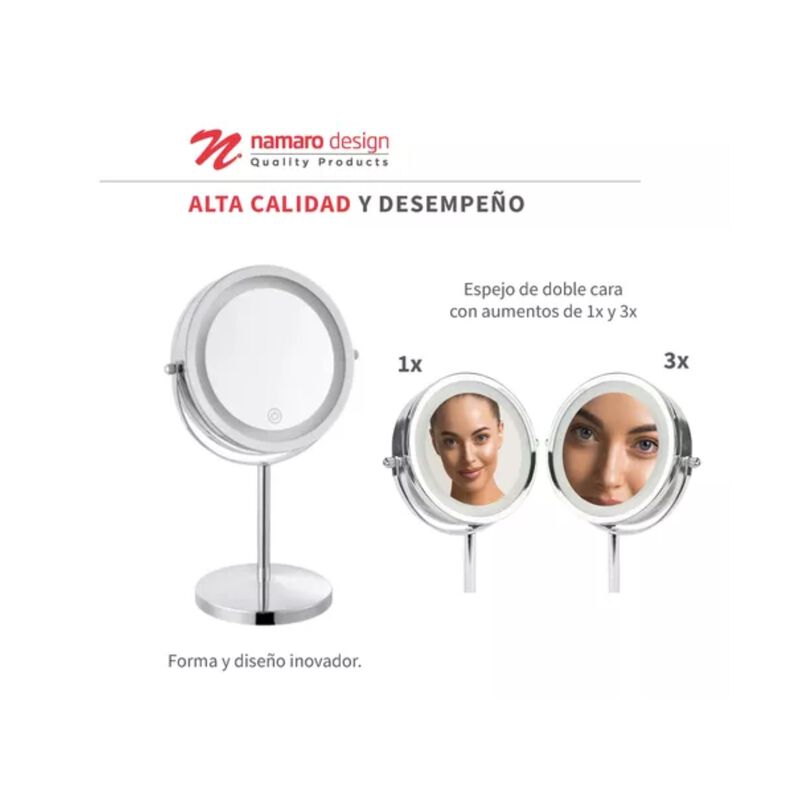 Espejo De Vanidad Con Luz Y Aumento Namaro Desi... image number null