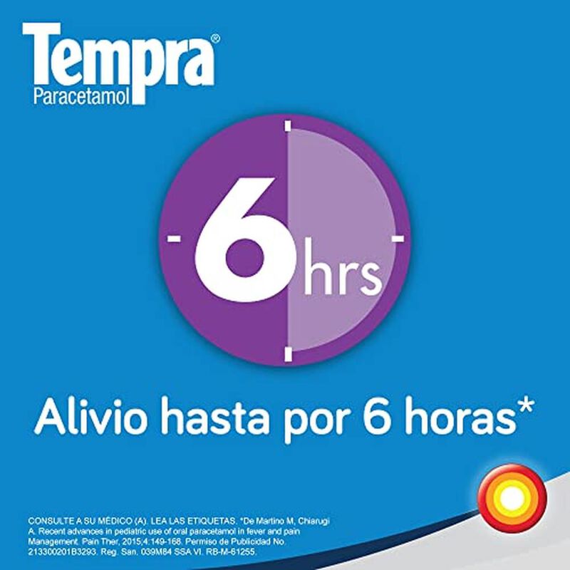 Tempra Tableta Masticable 160mg Fiebre y Dolor ... image number null
