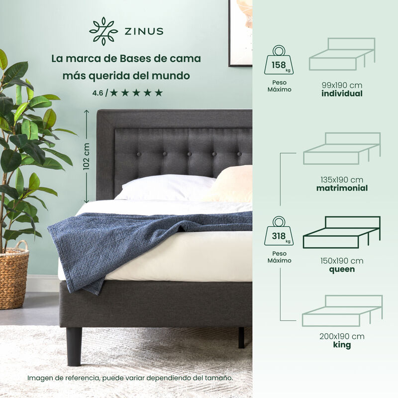 Zinus Dachelle | Base De Cama Queen Con Cabecer... image number null