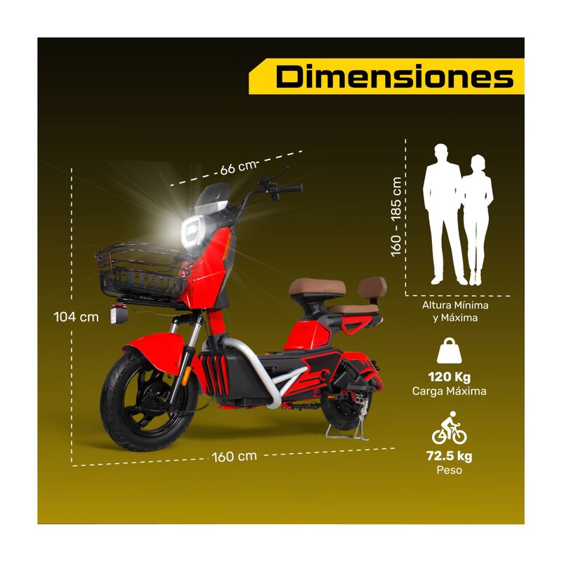 Bicicleta El&eacute;ctrica Moto Bici Scooter 3 Vel 55k... image number null