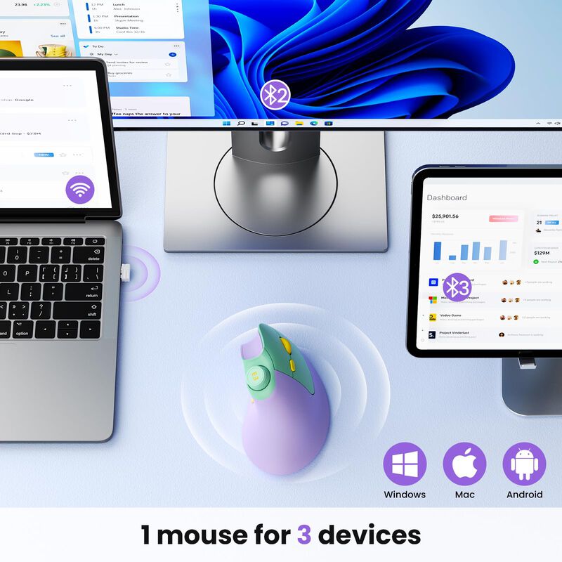Mouse Seenda Ergon&oacute;mico Recargable, Vertical, I... image number null
