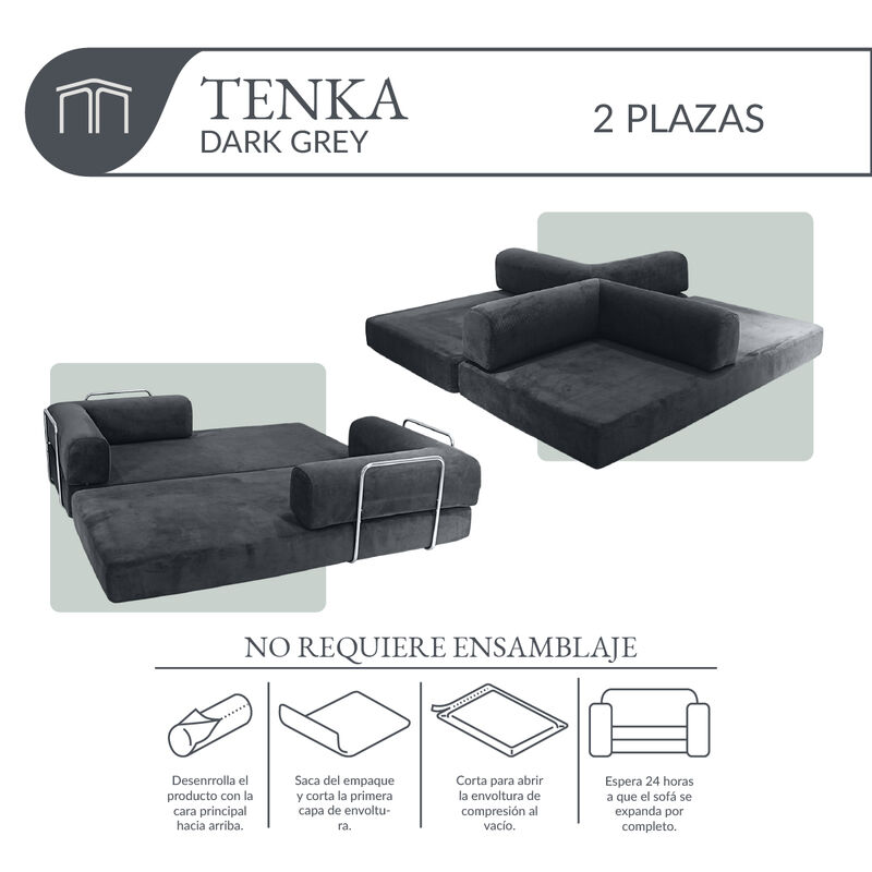 Sof&aacute; Espuma Alta densidad TENKA Dark Grey 2 pla... image number null