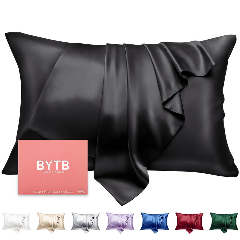 Funda De Almohada De Seda Bytb, 100% Seda De Mo... image number null