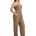 Conjunto Moderno 2 Piezas Conj-0174 Caf&eacute; Top De Tirantes Y Pantal&oacute;n Acampanado